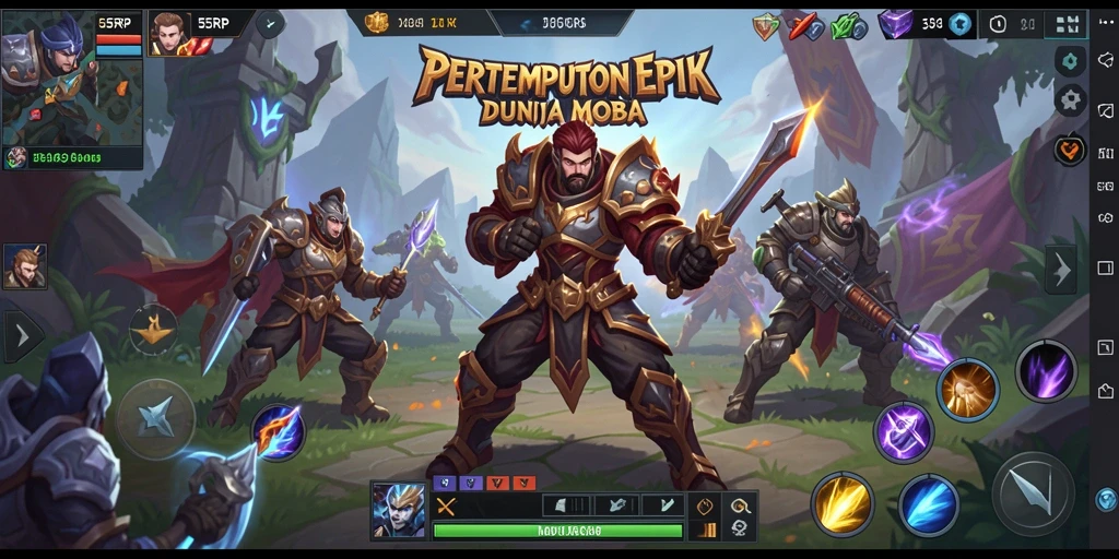 Screenshot menampilkan aksi seru dalam game MOBA 55RP.