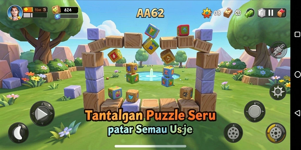 Tampilan permainan AA62 dengan teka-teki menantang dan grafis yang memukau.
