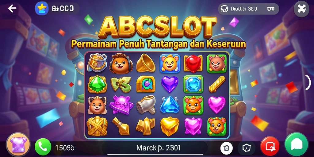 Tampilan permainan ABCSLOT dengan gameplay Match-3 yang menarik.