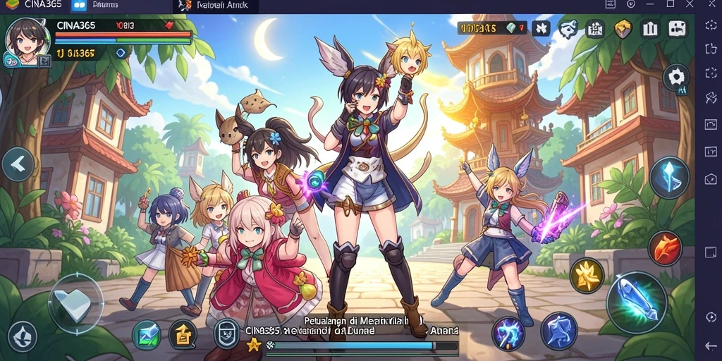 Tampilan screenshot CINA365 menampilkan gameplay yang memukau dan karakter anime yang menarik.