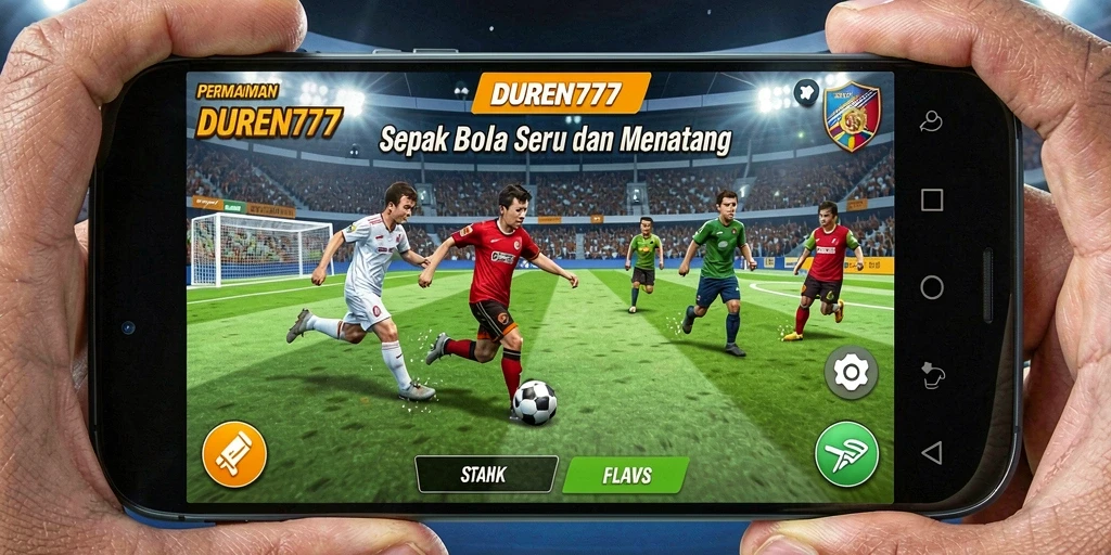 Tangkapan layar dari permainan <strong>DUREN777</strong> yang menunjukkan aksi pertandingan sepak bola.