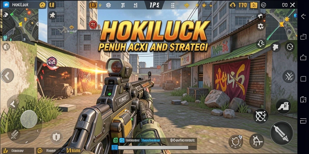 Tangkapan layar HOKILUCK menampilkan aksi tembak-menembak yang intens.