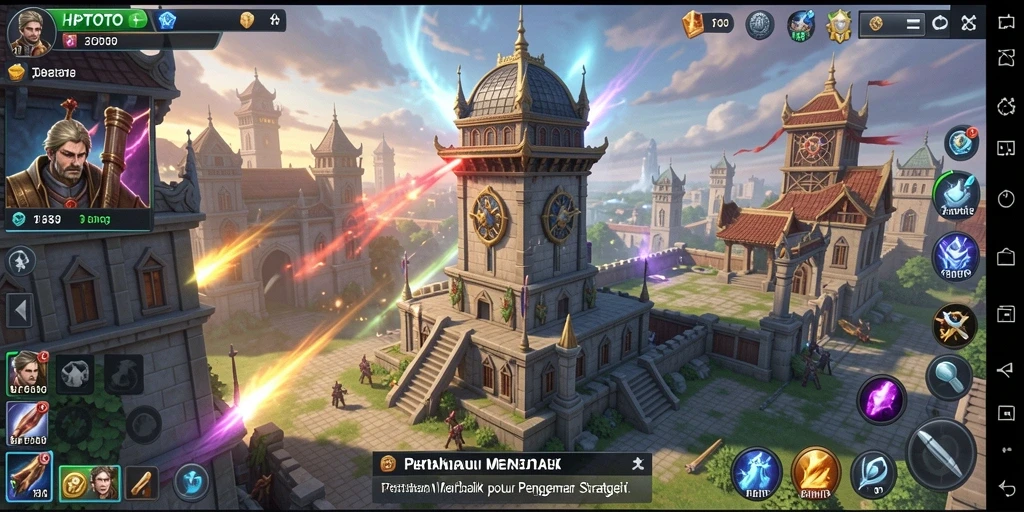 Screenshot gameplay HPTOTO menampilkan aksi pertahanan menara yang mendebarkan.