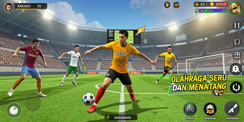 Screenshot gameplay KAKA303 dengan aksi mendebarkan dalam permainan olahraga.