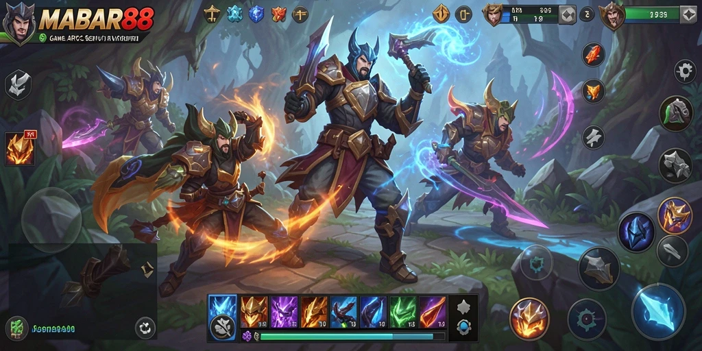 Screenshot gameplay MABAR88 menampilkan aksi seru dalam pertempuran.
