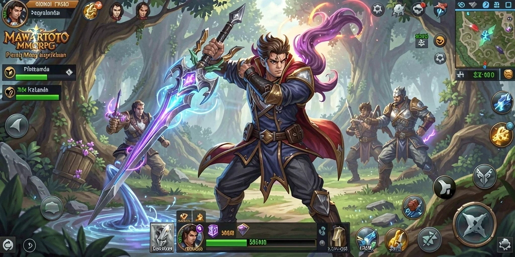 Screenshot MAWARTOTO menampilkan pertarungan seru dalam gameplay MMORPG.