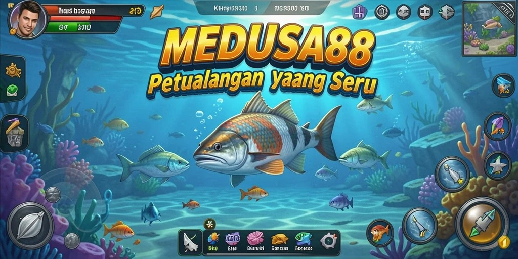 Tampilan gameplay MEDUSA88 yang menampilkan aktivitas memancing seru.