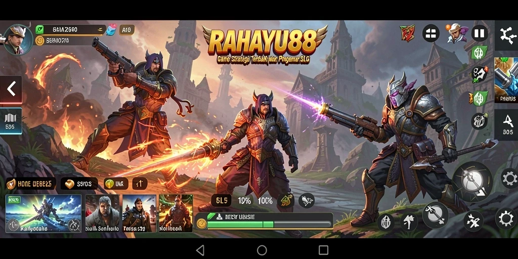 Tampilan gameplay RAHAYU88 dengan berbagai unit dan strategi.