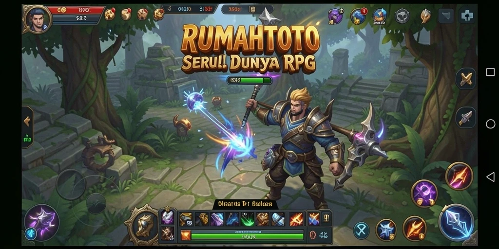 Tampilan gameplay seru di RUMAHTOTO dengan karakter bertarung di dunia fantasi.