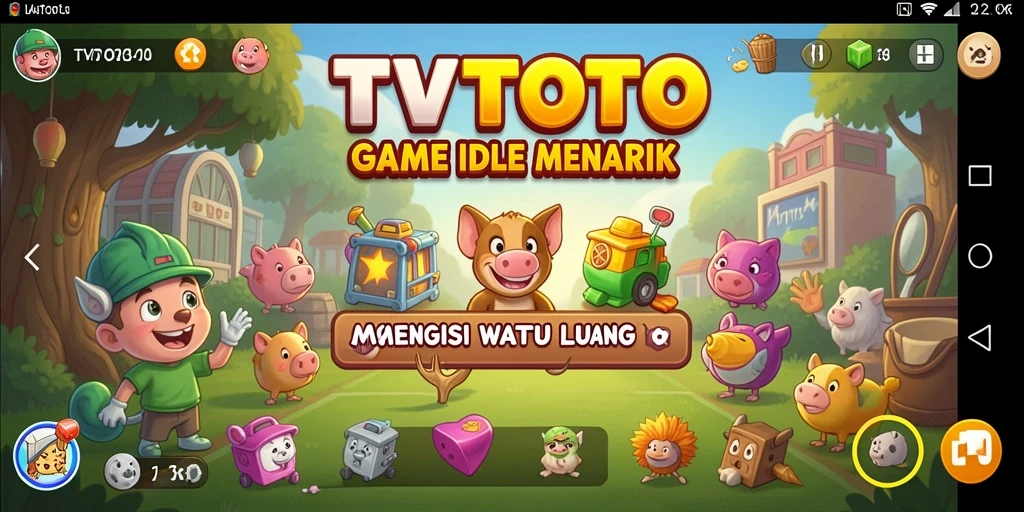 Tampilan gameplay Idle TVTOTO yang menarik dan interaktif.